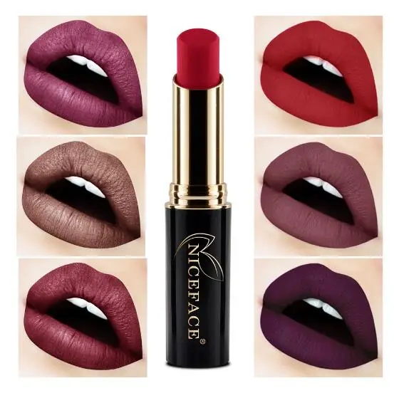 Помада niceface 24 цвета матовая косметика водостойкая стойкая пигмент бархатная для