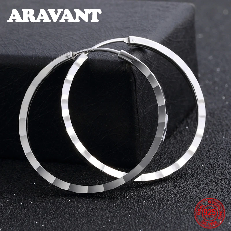 

925 Sterling Silver Big Hoop Earrings For Women Fashion Wedding Jewelry