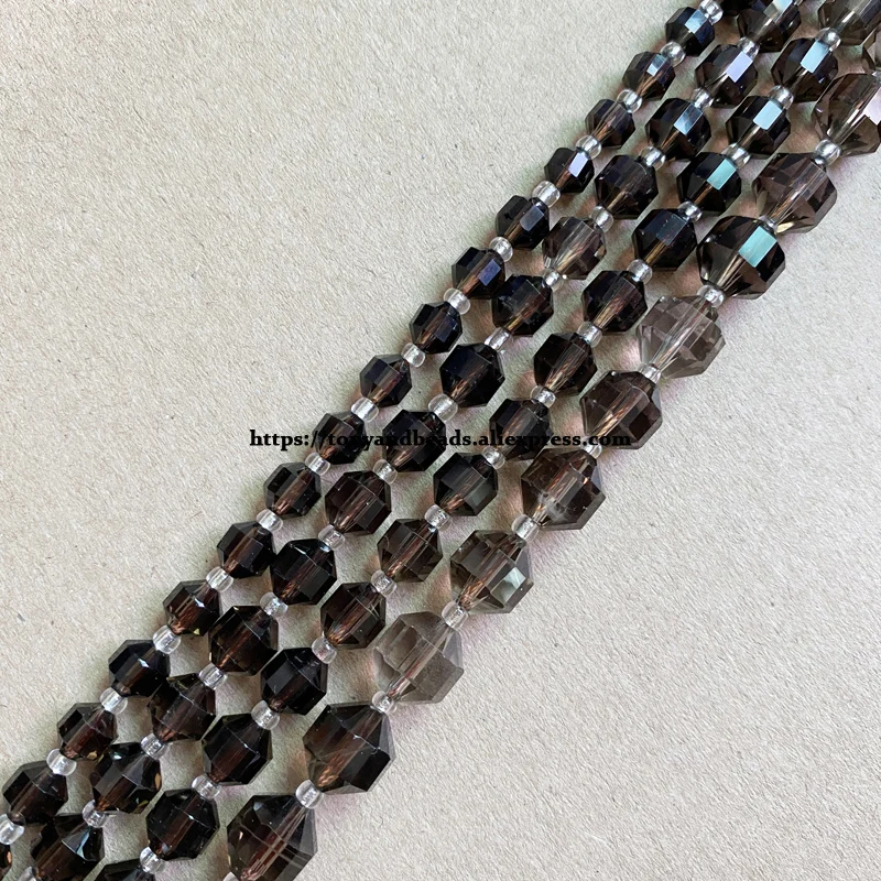 

Semi-precious Stone American Football Faceted AA Quality Smoky Quartz 7" Round Loose Beads 6 8 10 mm