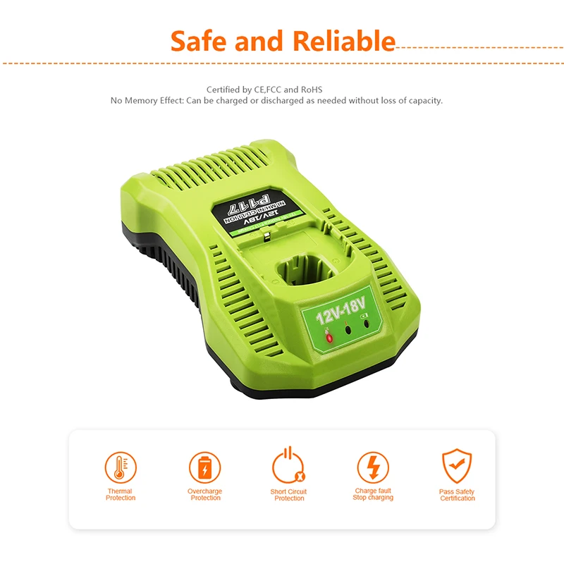 Зарядное устройство Powtree для перезаряжаемых батарей Li-Ion Ni-CD Ni-MH MAX Ryobi Battery P100 P102 P103