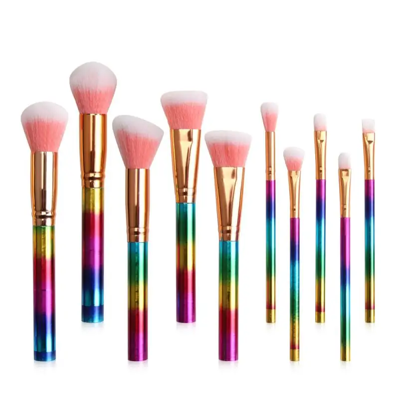 10pcs Pro Golden New Cosmetic Beauty Tool KitMakeup Brushes Set Eye Shadow Blending Eyeliner Eyelash Eyebrow Brushes For Makeup