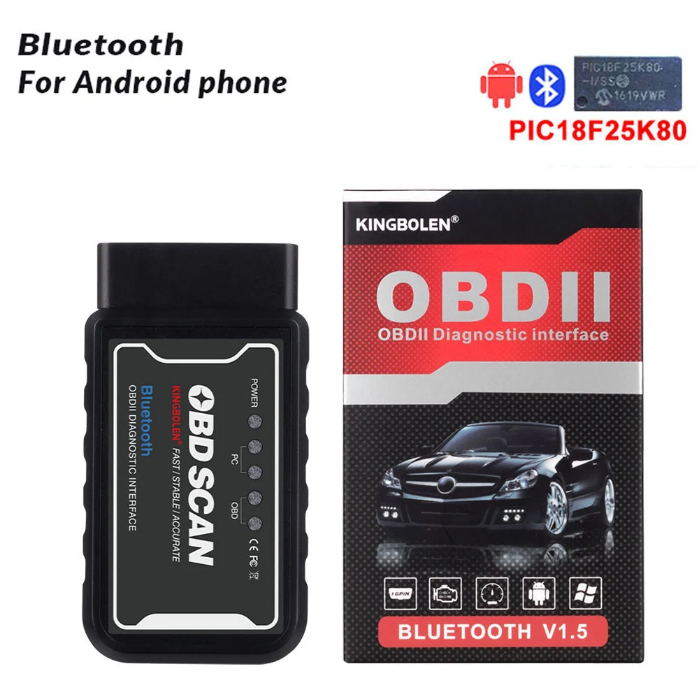 ELM327 Bluetooth ELM327 V1.5 Bluetooth/Wifi OBD2 V1.5 Elm 327 Bluetooth PIC18F25K80 чип OBD автоматический диагностический инструмент OBDII для Android/IOS/Windows - Цвет: ELM327 Bluetooth