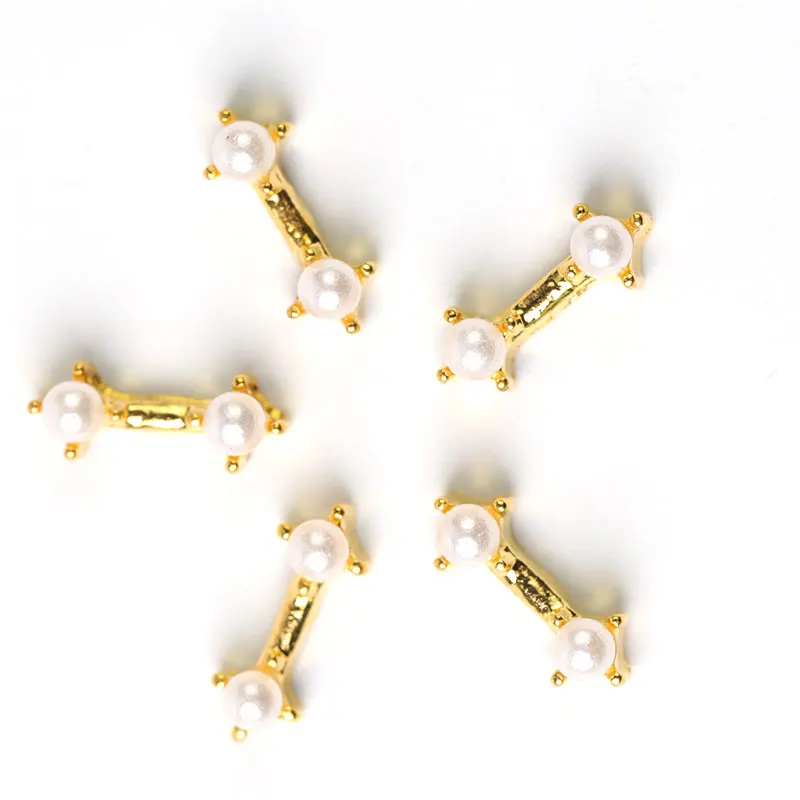 

2019 new 10 pieces crystal bright pearl nail rhinestone alloy Nail Art decorations glitter DIY 3D Pearl nail jewelry pendant