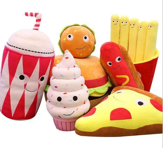 

Simulation Fast Food Pillow Milky Tea Chip Pizza Ice Cream Plush Toy Cute Cushion Kawaii Soft Stuffed Super quality Girls Gifts