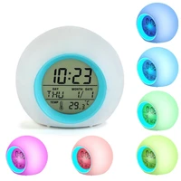 7 colors led electronic digital alarm clock thermometer night light glowing cube lcd clock home decor for kids table desktop