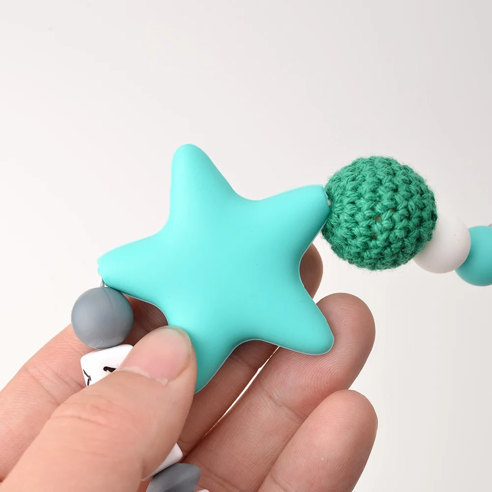 

Baby Pacifier Clips Silicone Wooden Dummy Pacifier Clip Crochet Beads Silicone Crown Pacifier Chain Holder Baby Shower Gift