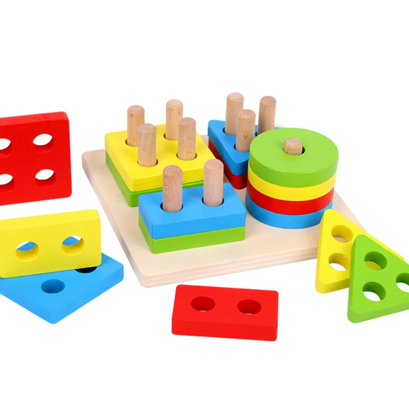 

Детские игрушки, развивающие красочные деревянные Геометрические Сортировки Доска Монтессори детские развивающие стопка игрушек Строите...