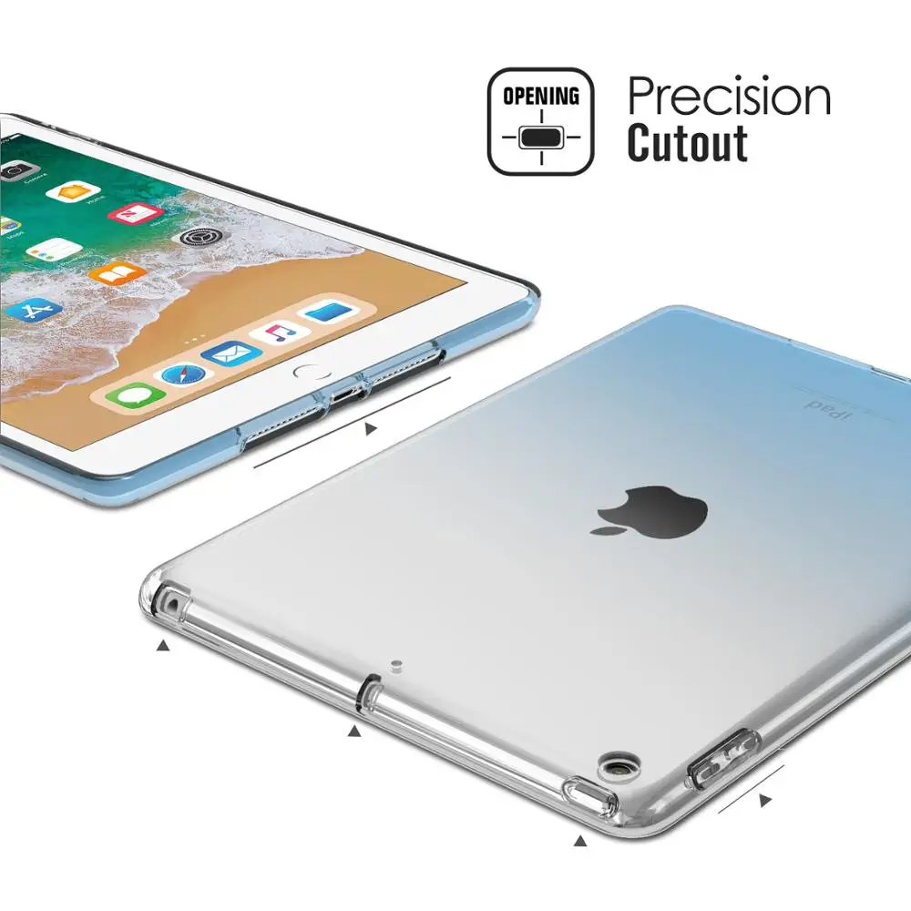 Чехол для iPad 9 7 2018/2017 Премиум Мягкая кожа гибкий бампер прозрачная ТПУ Резиновая