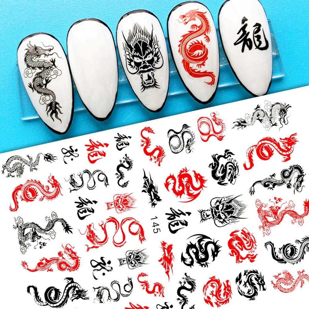 

1Sheet Chinese Dragon/Snake Totem Nail Art Sticker Traditional China Style Design Self-adhesive Decal DIY Ornament Slider Decor