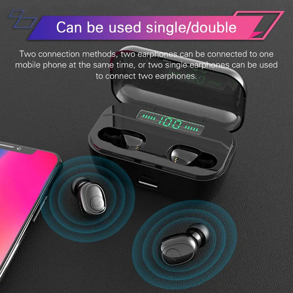 

G6S TWS 5.0 Bluetooth 9D Stereo Earphone Wireless Earphones IPX7 Waterproof Earphones 3500mAh LED Smart Power Bank Phone Holder