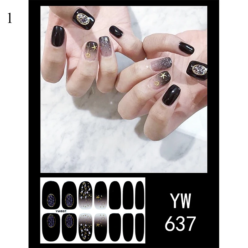 

Peel Off Manicure 12 Tips Nail Sticker Self-Adhesive Nail Full Wraps 3D Nail Foils Nail Decorations DIY Art Peel Off Full Wraps