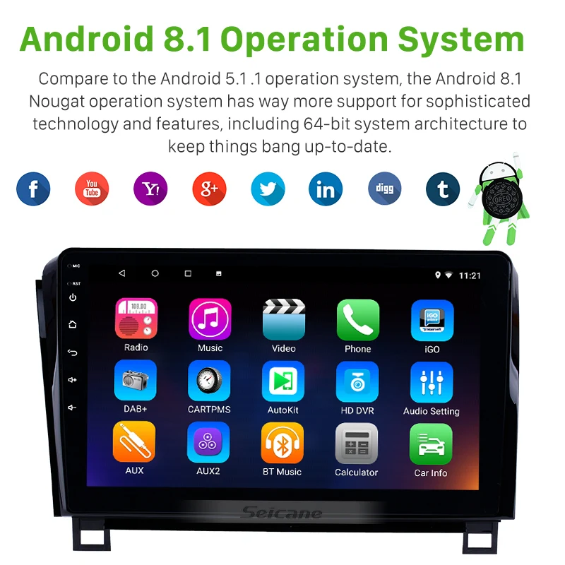 Seicane Android 9 0 10 1 &quotGPS-навигатор радио для 2006 2007-2015 TOYOTA Sequoia HD сенсорный экран