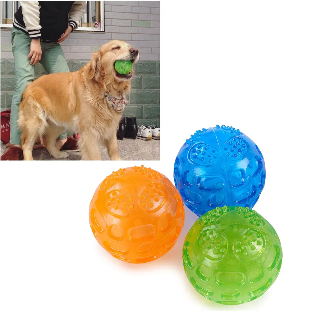 

3PCS Dog Toys Round Ball Shaped Squeaky Toy Pet Chew Teething Molar Toy Durable Material Pet Supply Exercise Training Playing