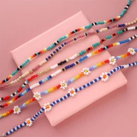 bohemian flower daidy colorful beads anklets for women party adjustable bracelet on leg foot summer beach jewelry gifts