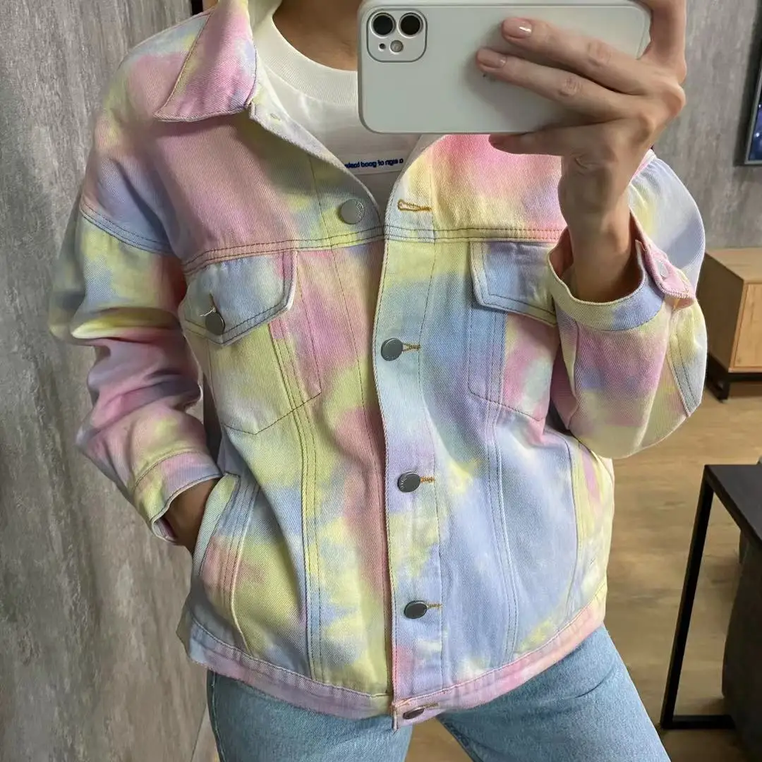 

hug the same clothes rainbow clothes color tie-dye jacket men and women 2021 spring and autumn new love