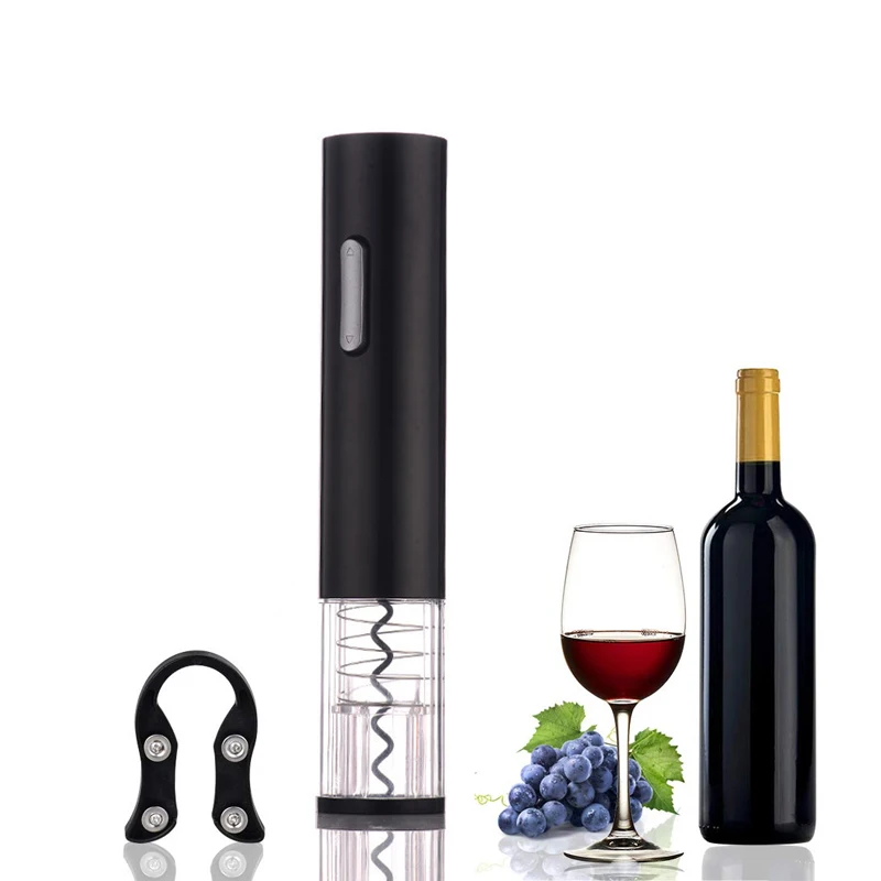 LMETJMA-abridor de botellas de vino eléctrico, sacacorchos automático con cortador de aluminio, Kit de abridor de botellas de vino KC0317