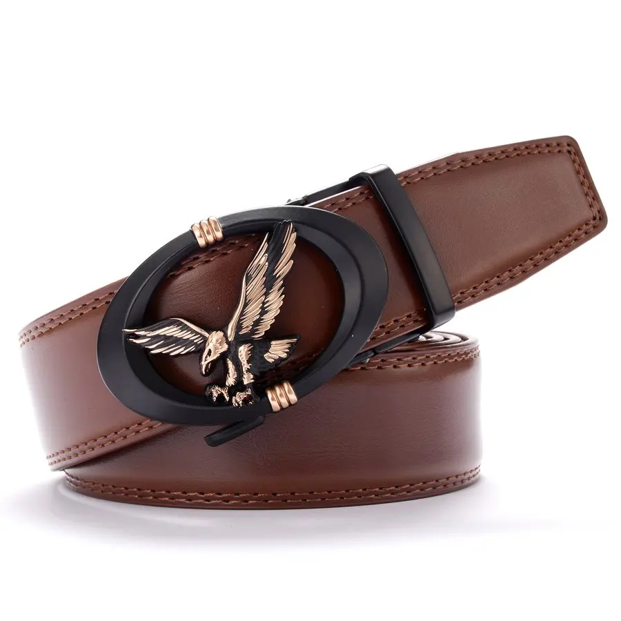 

Men's Leather Ratchet Dress Belt with Automatic Buckle Width:35mm Fashion Leather Belts for Mens with Removable Buckles