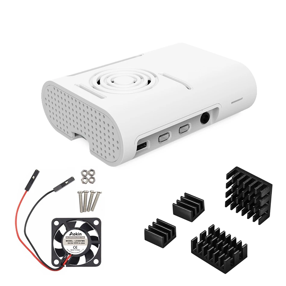 Чехол для Raspberry pi 4 с охлаждающим вентилятором теплоотвод алюминиевый |