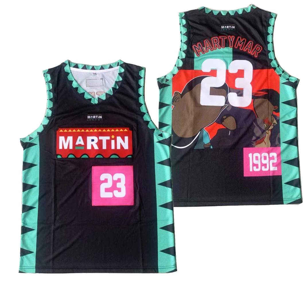 

BG MARTIN 23 MARTYMAR jersey Embroidery sewing Outdoor sportswear Hip-hop culture movie black summer 2021 basketball jerseys