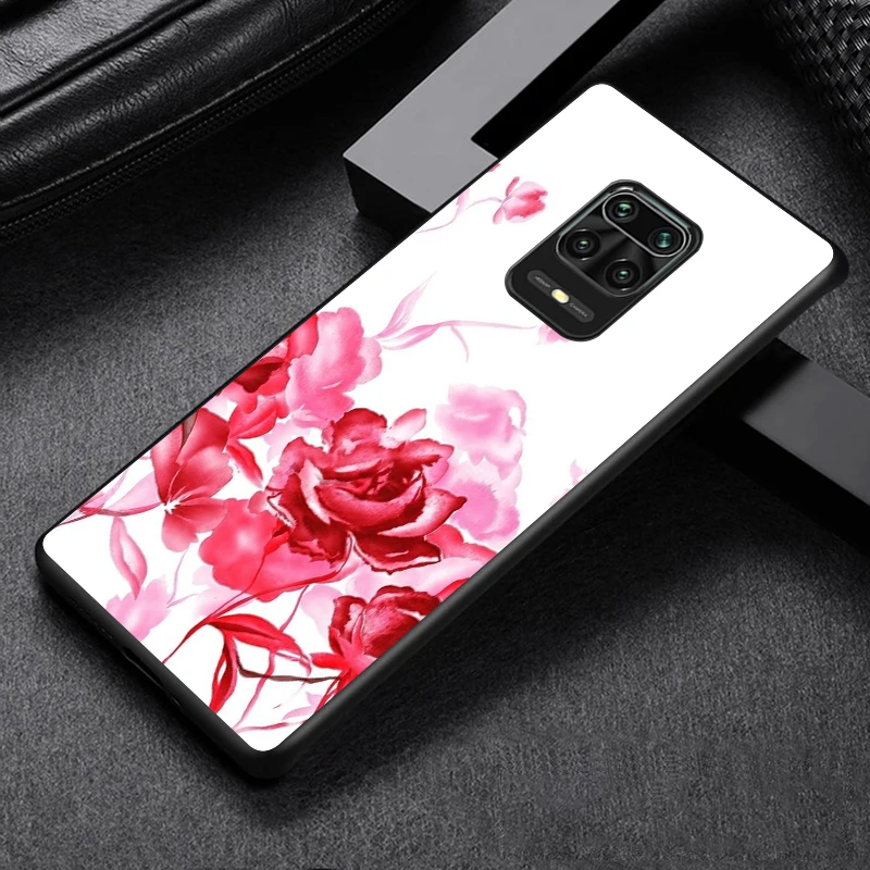 Black Soft Cover Beauty Floral Rose for Xiaomi Redmi Note 9 9S 8 8T 7 7S 6 5A 5 4X 4 Pro Max Prime Phone Case