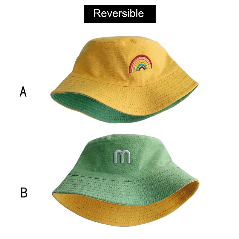 Панама детская Двусторонняя хлопковая мультяшная шапка от солнца с широкими