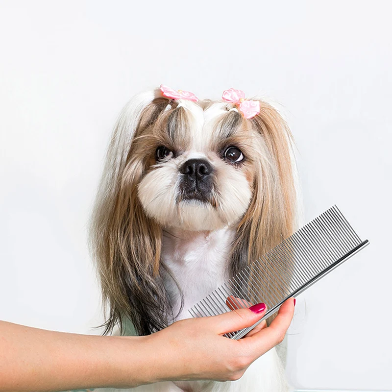 Металлическая Расческа для собак нержавеющая сталь собачья шпилька с подвеской