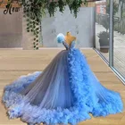 Синий бальное платье Пышное Платье 2021 одно плечо Милая Тюль, расшитый кристаллами и бисером корсет маскарад бальное платье s милое платье