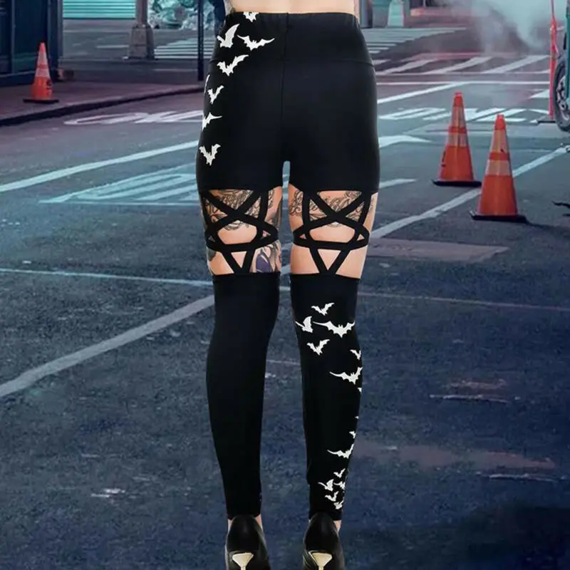 

2019 Women Pencil Pants Holes Cotton Ankle-Length Casual trousers Women Leggings Hole Stretch Black Ripped Jeans