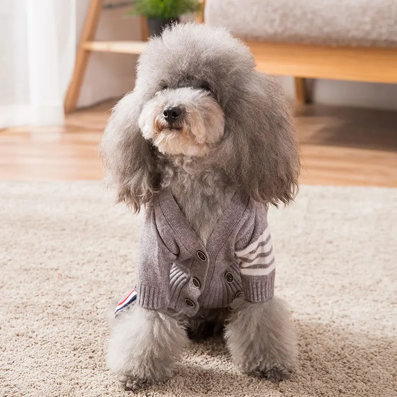 Осенне-зимняя одежда для собак полосатый вязаный свитер хорошая собака куртка