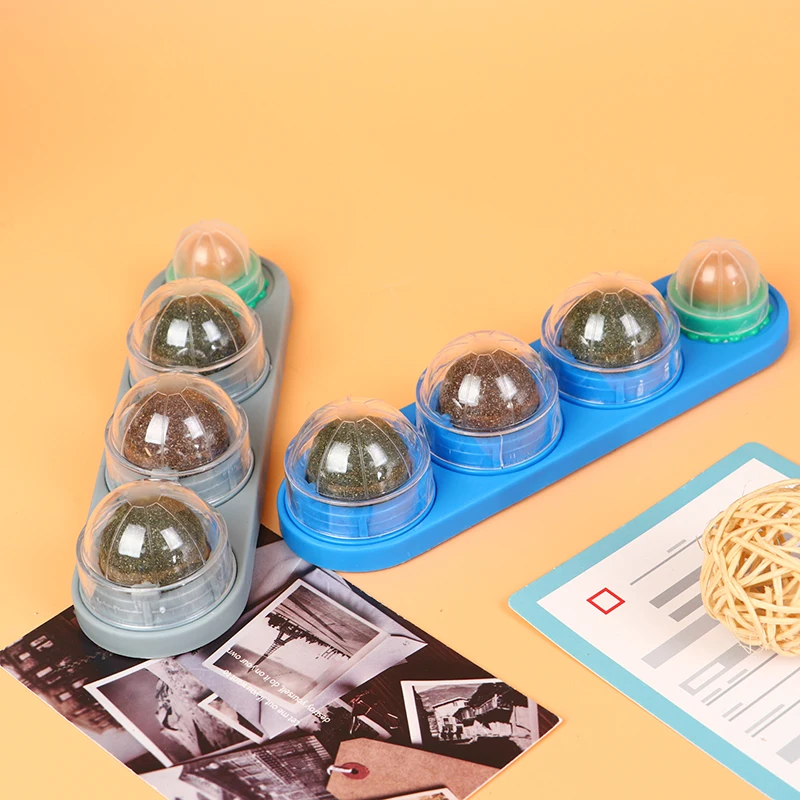 4pcs Catnip Ball Set Cat Treat Toys Snack Self-Adhesive Rotated Cats Wall Mount Molar Teething Toy For | Дом и сад