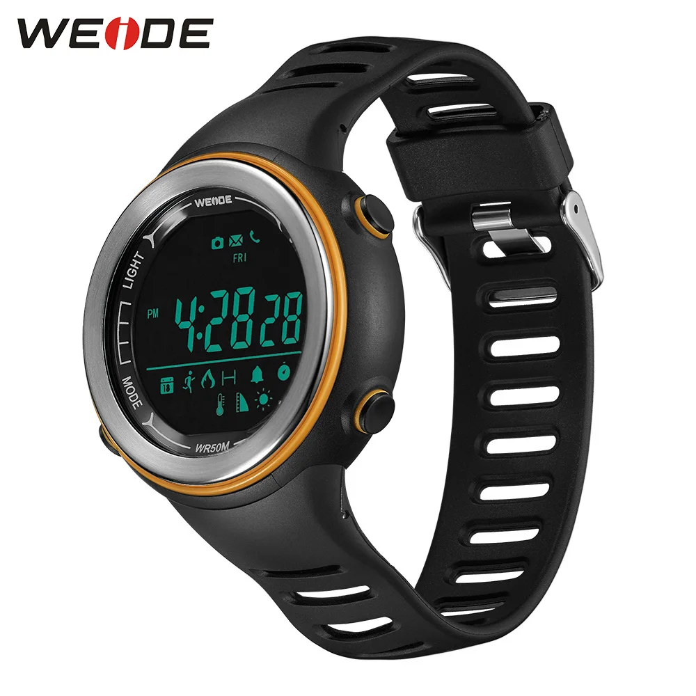 WEIDE Bluetooth мужские часы Многофункциональный силиконовый ремешок 5ATM