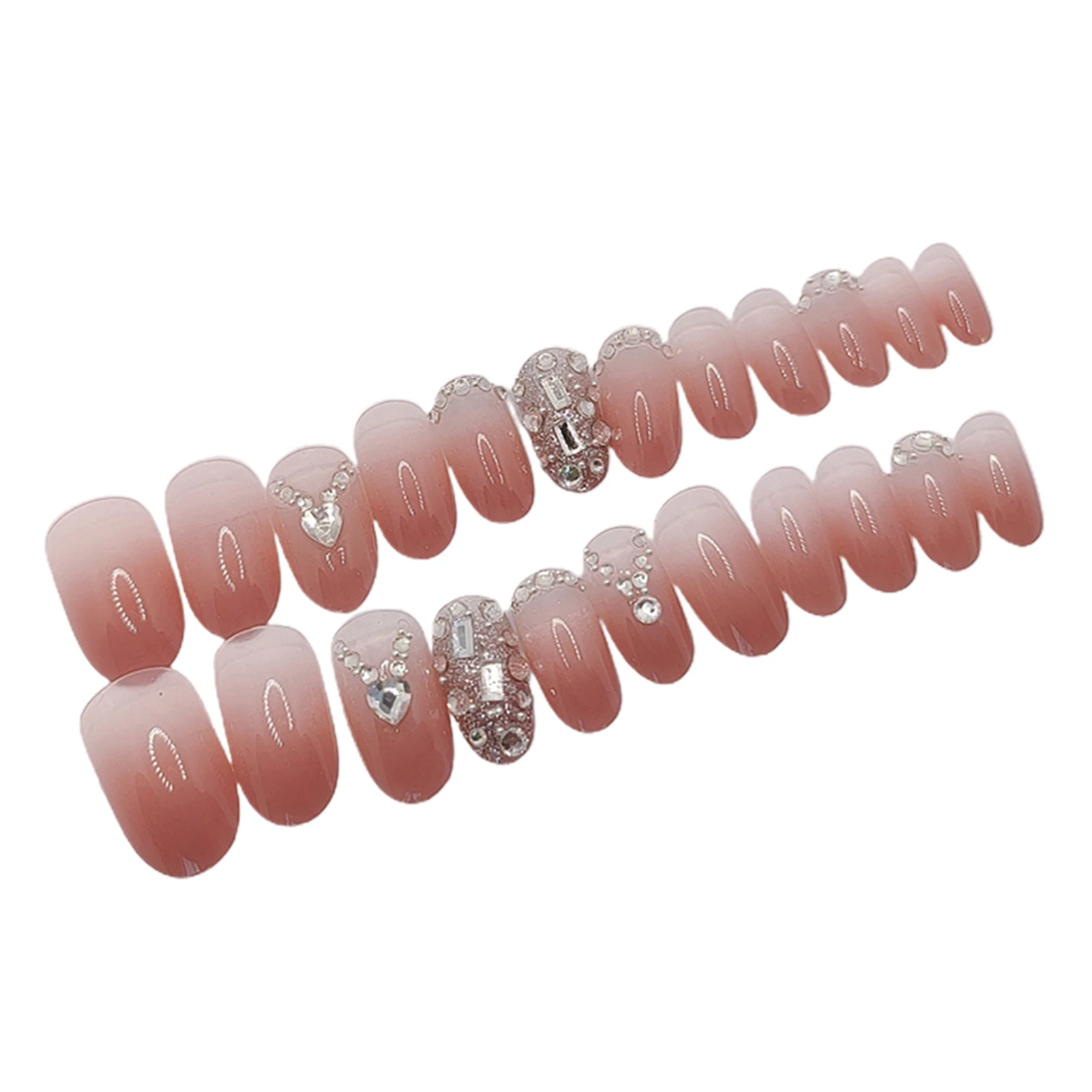 

Newest 24pcs Diamonds Wear Fashion Manicure Patch False Nails Save Time Wearable Nail Patch with Glue