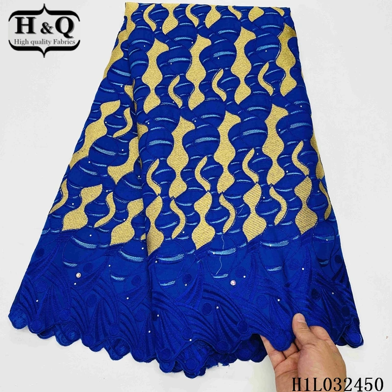 

H&Q 100% cotton swiss voile lace in switzerland fabric 2021 latest design embroidery with stone and rhinestones african dry lace