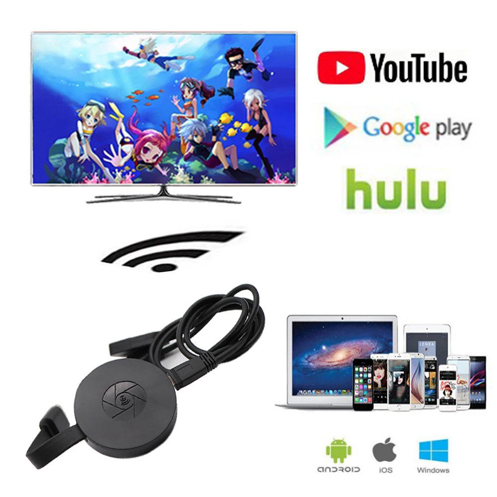 HDMI WiFi Дисплей Dongle YouTube AirPlay Miracast ТВ флешка для Google Chromecast 2 3 Chrome Crome Cast Cromecast