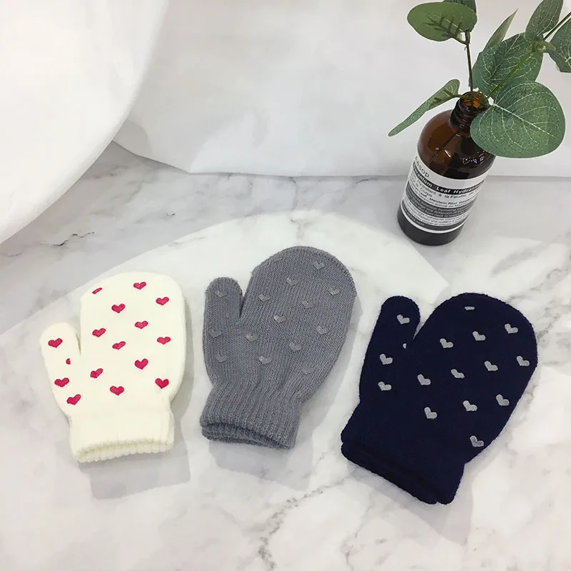 BalleenShiny Baby Knitted Gloves For Boys&Girls Solid Color Thicken Fluffy Gloves Toddler Warm Mittens Winter Accessories