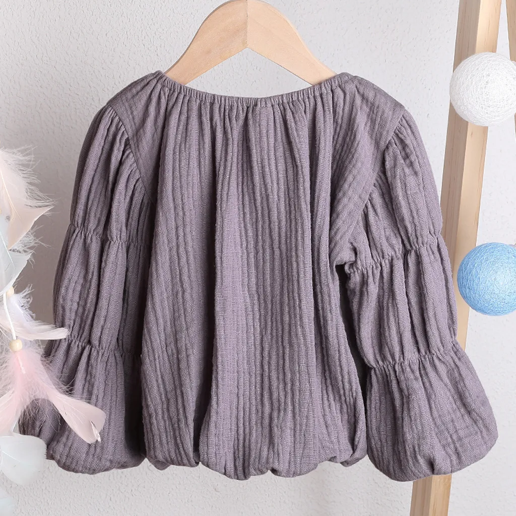 Baby Boy Girl T-shirt Toddler Kids Clothes Solid Puff Sleeve T shirt Tops Clothes Spring Autumn Children Girls Outfits
