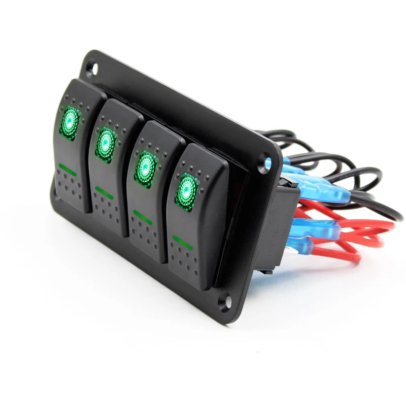 12 V-24 V 4 Gang green кулисный переключатель Панель автомат защити цепи лодка морской