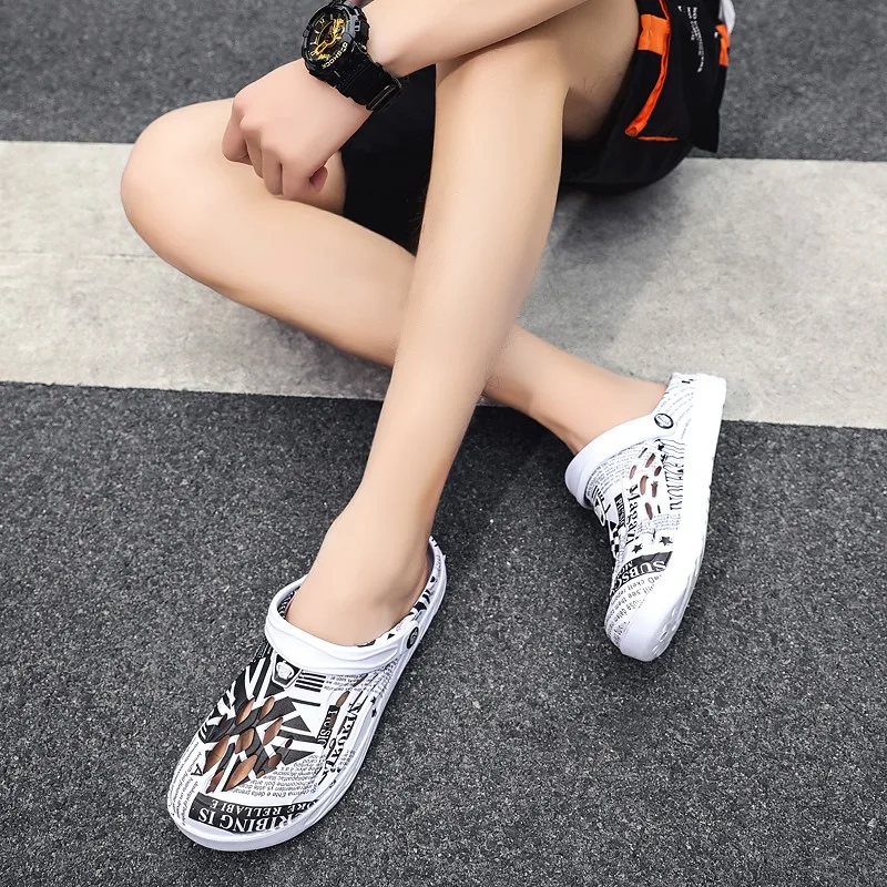 

Men's Sandals Summer Extra Large Size Slippers Men's 48 Beach Shoes Outdoor Torn Shoes Outer Wear Sandals Half-Drag Men