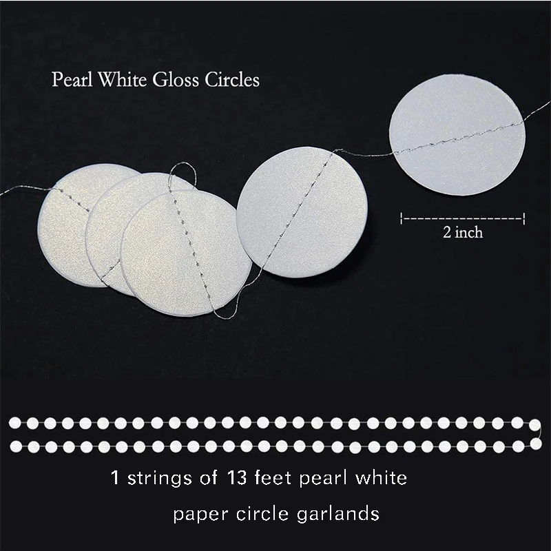 13Ft Pearl White Paper Circle Dots Garland for Birthday Halloween Party Hanging Round Streamers Baby Bridal Shower Decorations images - 6