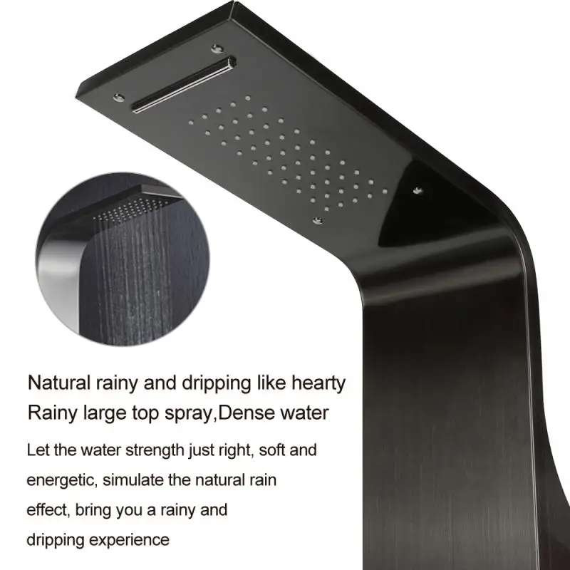 

Luxury Brushed Bathroom LED Shower Panel Tower System Wall Mounted Mixer Tap Hand Shower SPA Massage Temperature Screen HWC