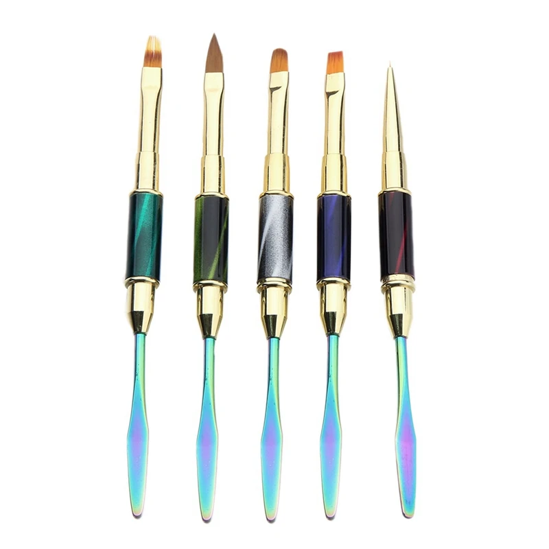 

5Pcs Dual Ended Nail Art UV Gel Extension Builder Painting Pen Brush UV Gel Remover Spatula Stick Nail Manicure Tool