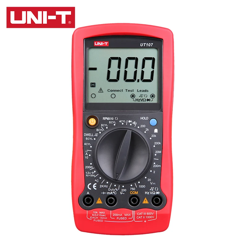 

UNI-T Digital Automobile Multimeter UT107 2000 Display Diode/Data hold Continuity buzzerLow battery indication Input protection