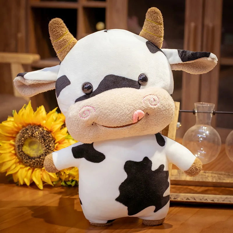 

1pc 30cm Cartoon Lovely Cosplay Dress Up Cattle Plush Toys Stuffed Cute Animals Cow Doll Soft Pillow for Kids Girl New Year Gift
