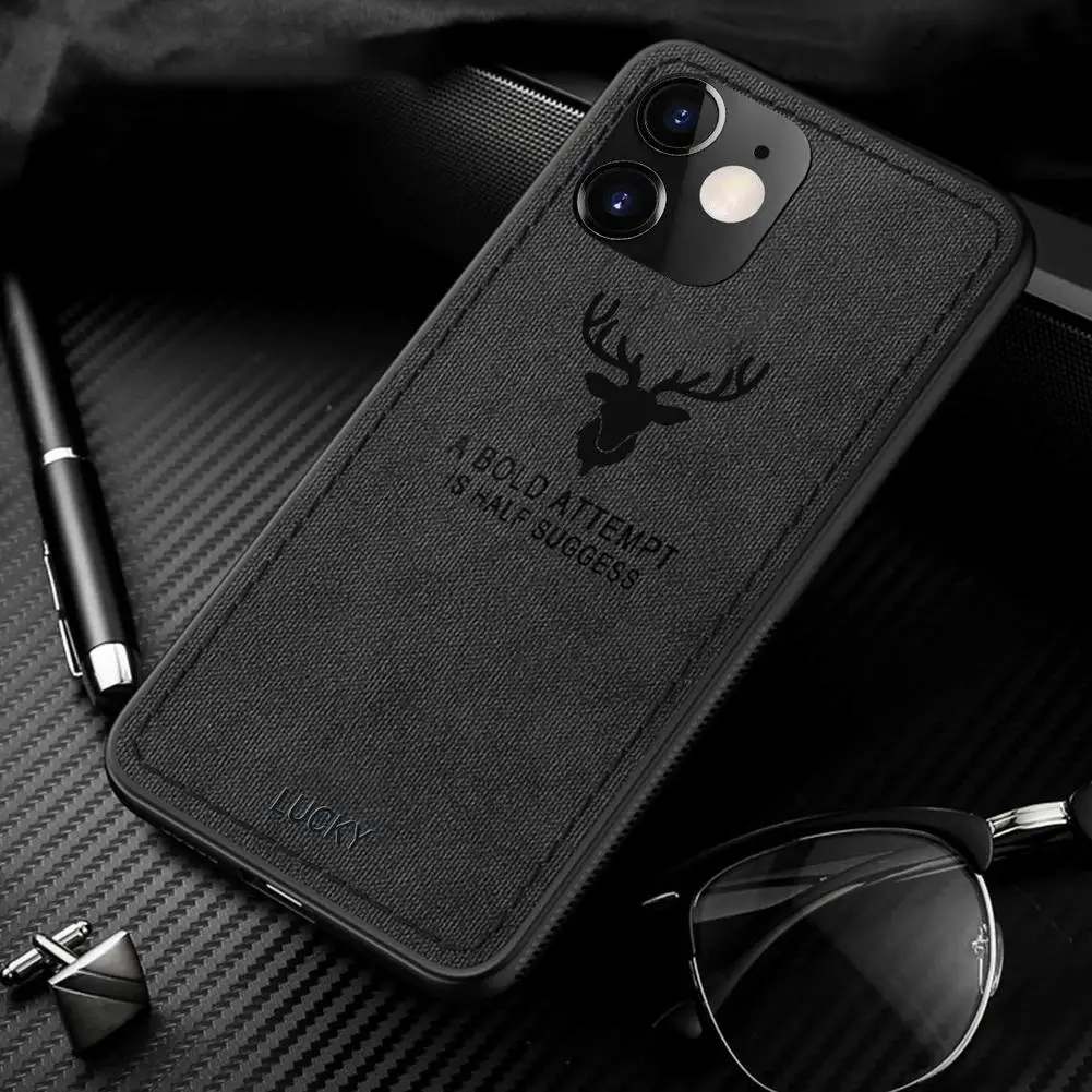 Magnetic Cloth Skin Deer Pattern Phone Case for iPhone 11 Pro Max X XS XR Soft TPU Embossed Texture Shockproof Cover Huawei |