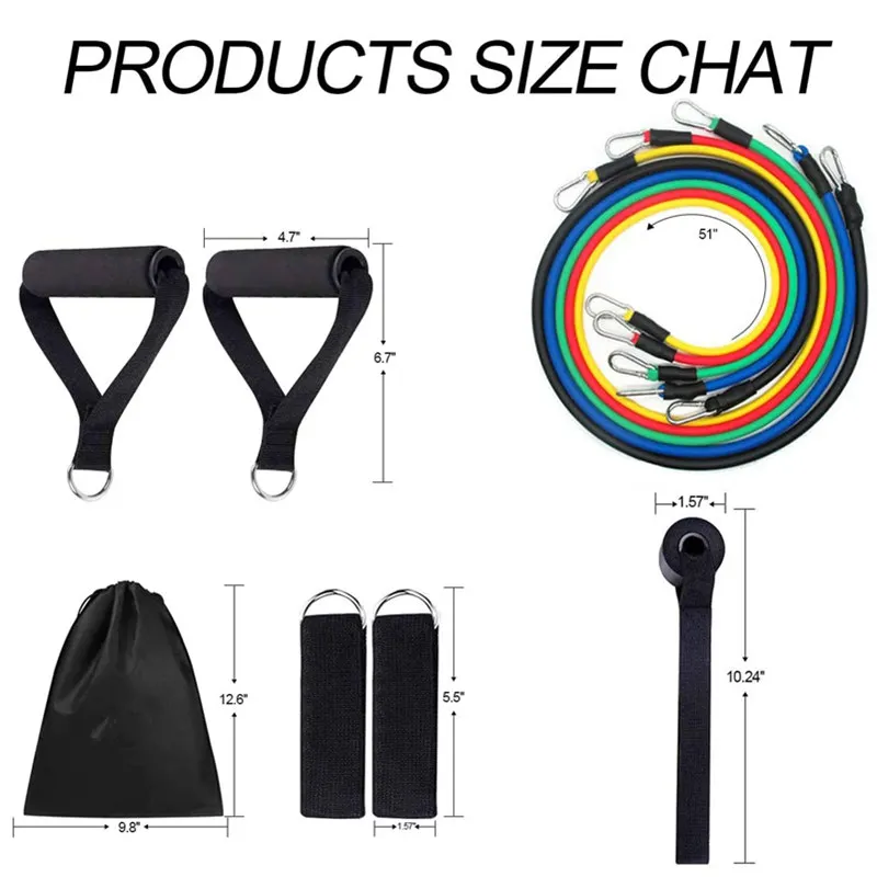 

11 Pcs Fitness Pull Rope Workout Latex Resistance Bands Set Exercise Yoga Crossfit fitness bodybuilding elastic bands