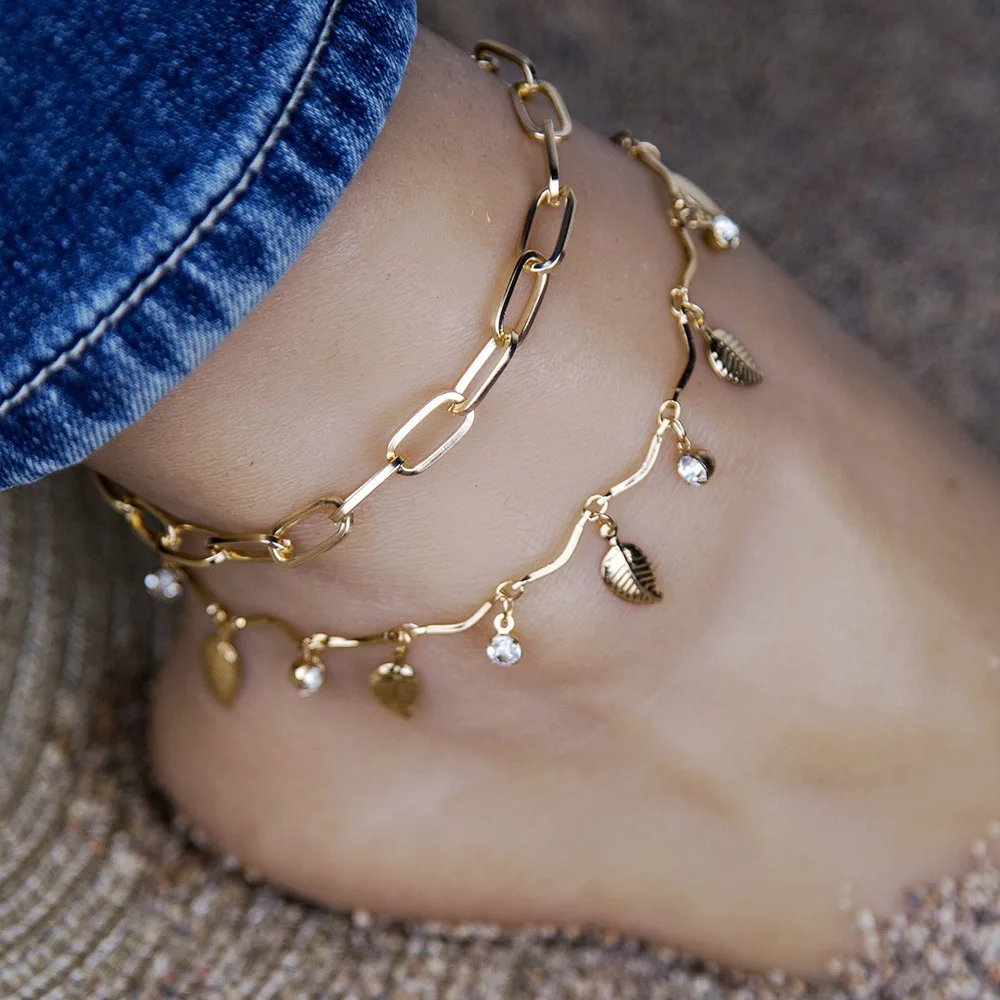 

Vintage Bohemia Anklets For Women Gold Color Multilayer Chain Ankle Bracelet Foot Jewelry Beach Accessories