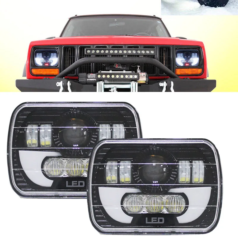 5x7 дюймов светодиодные фары 7x6 Hi/Low Led Луч Фары для Jeep Wrangler YJ Cherokee XJ грузовик