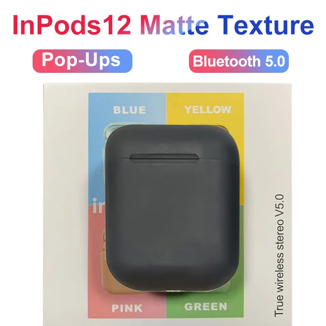 i12 D gray box Новые беспроводные наушники Macaron i12 TWS Bluetooth 5,0 в гарнитуре сенсорный всплывающий стерео наушники для телефона HD микрофон - Цвет: i12 D gray box