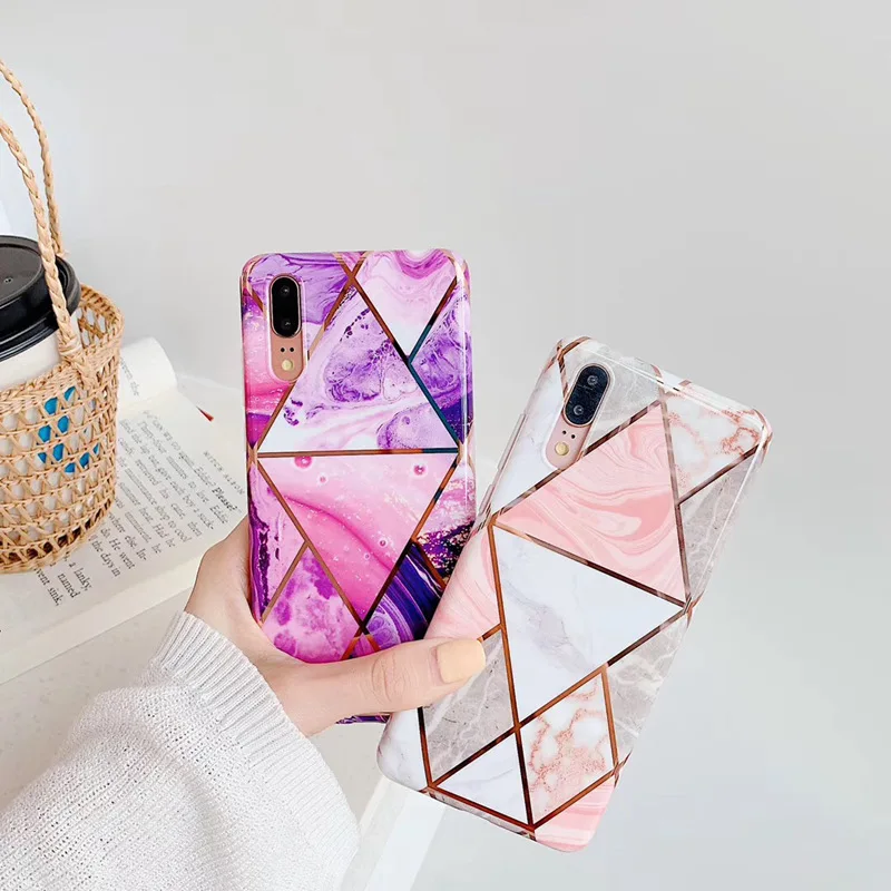 Роскошный Мраморный чехол с золотыми линиями для Huawei P30 P20 Mate 20 Lite Pro