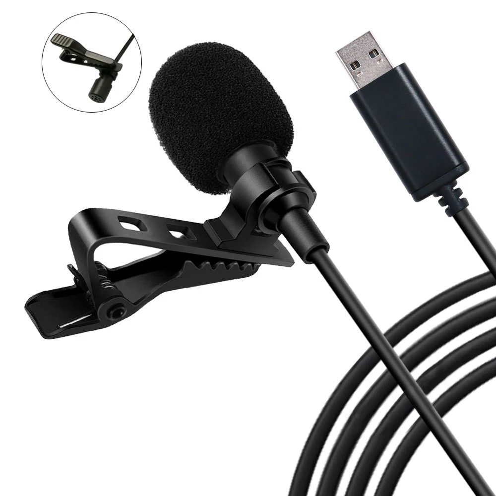 USB Lavalier Microphone 360 ° Omnidirectional Clip-on Wired Lapel Mic Plug&ampPlay for Computer PC Laptop Video Conference Chatting |